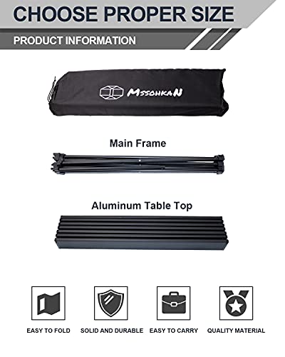 MSSOHKAN Camping Table Folding Portable Camp Side Table Aluminum Lightweight Carry Bag Beach Outdoor Hiking Picnics BBQ Cooking Dining Kitchen Black Medium - Image 4