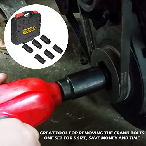 Sunluway 1/2" Drive Crank Bolt Socket Set, 17MM, 19MM, 21MM, 22MM, 24MM 27MM, Harmonic Balancer Socket Set, Crank Bolt Removal Tool, 3 Times Momentum Power of Standard Impact Socket Set, Deep Impact Socket Set - Image 4