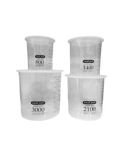 Spaceshoop 4 PCS Kitchen Canisters Set With Scales, Clear Plastic Food Storage Jars Containers with Airtight Lid for, Sugar, Coffee, Cookie Jar, Candy, Snack, Rice, Pasta, Nuts - 3000ML, 2100ML,1400ML, 800ML  - Image 1