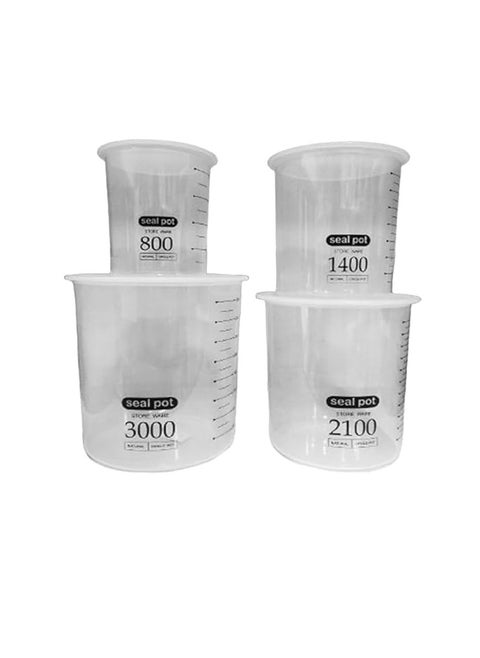 4 PCS Kitchen Canisters Set With Scales, Clear Plastic Food Storage Jars Containers with Airtight Lid for, Sugar, Coffee, Cookie Jar, Candy, Snack, Rice, Pasta, Nuts - 3000ML, 2100ML,1400ML, 800ML