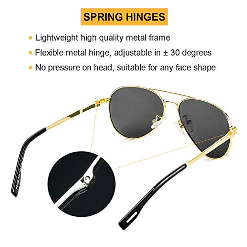 Gleyemor Polarized Aviator Sunglasses for Small Face Women and Men, 52MM Small Aviators 100% UV Protection (Gold/Grey) - Image 5