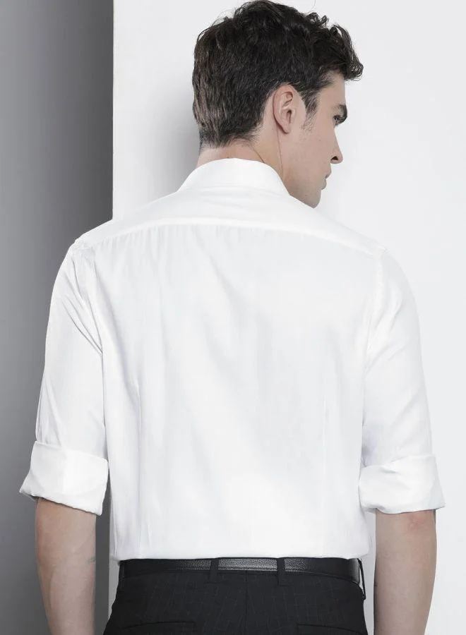 The Indian Garage Co Men Slim Fit Solid Full Sleeves Cutaway Collar Formal Shirt