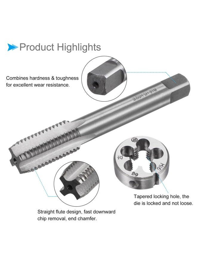 CoCud Tap and Die Set, M16 x 2 Thread, Left Hand Metric High-speed Steel Machine Screw Tap & Round Die Tool Kit - (Applications: for Threading Tapping Repairing), 1-Set - Image 4