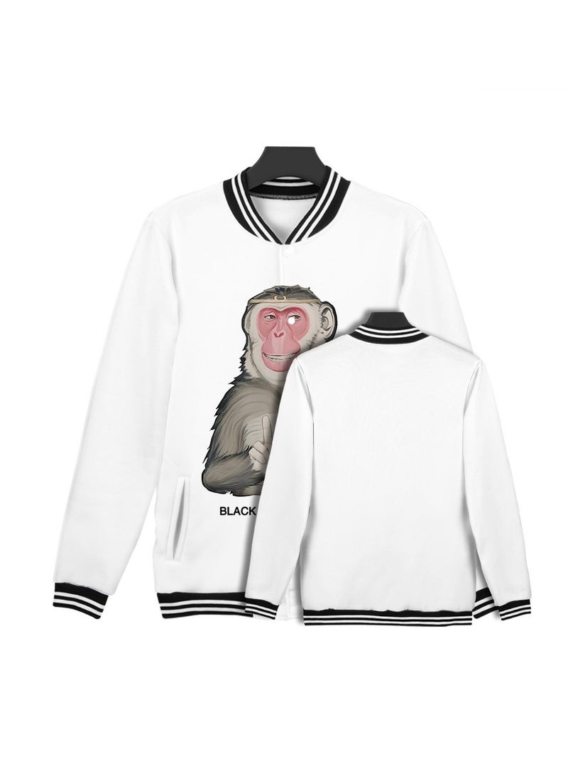 MQD Black Myth Wukong Printed Button Up Casual Stand Collar Baseball Jacket 