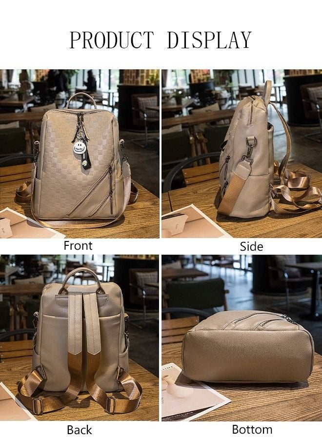 MIXDE Casual Backpack Large-Capacity Soft Leather Schoolbag Outdoor Travel Backpack Ladies Bag  - Image 2