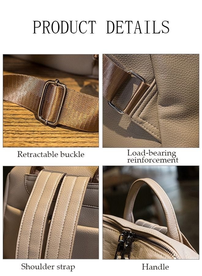 MIXDE Casual Backpack Large-Capacity Soft Leather Schoolbag Outdoor Travel Backpack Ladies Bag  - Image 3