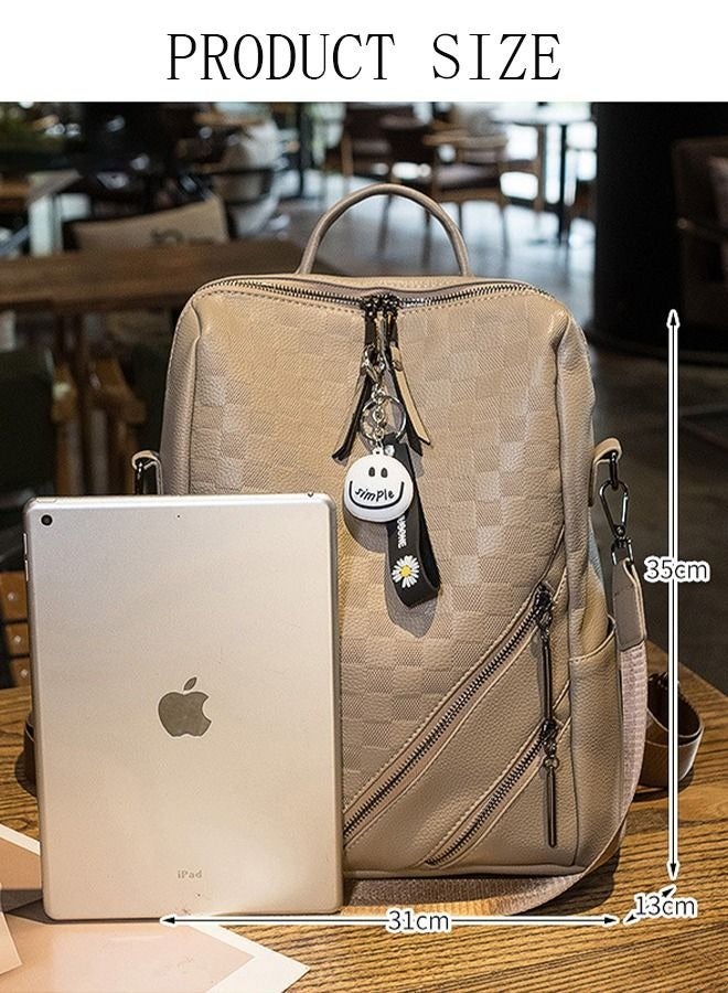 MIXDE Casual Backpack Large-Capacity Soft Leather Schoolbag Outdoor Travel Backpack Ladies Bag  - Image 4