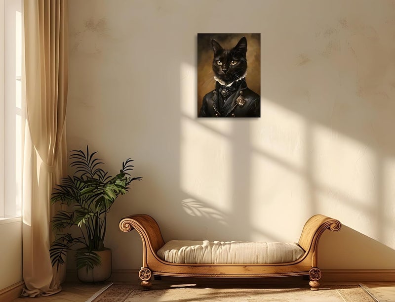 OWNANRTHM Gothic Black Cat Canvas Wall Art - Image 4