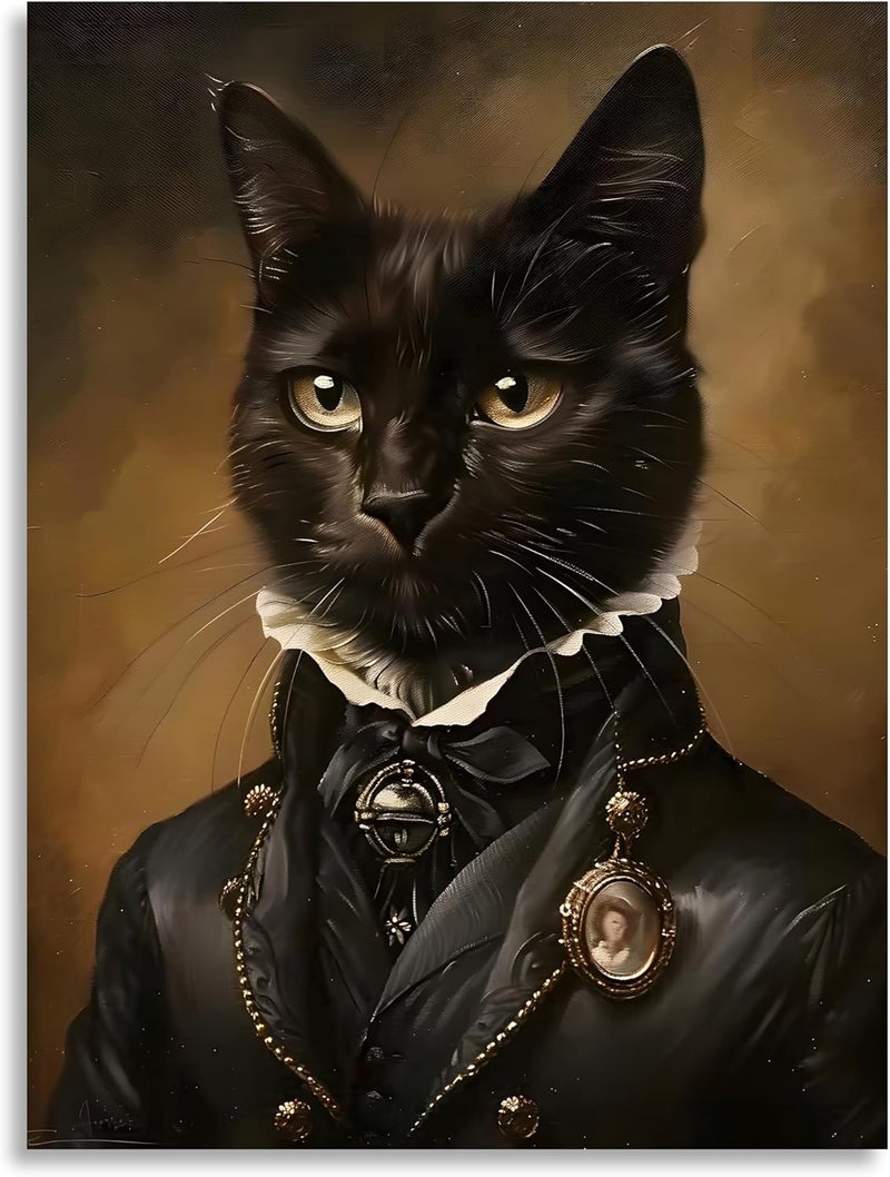 OWNANRTHM Gothic Black Cat Canvas Wall Art - Image 2