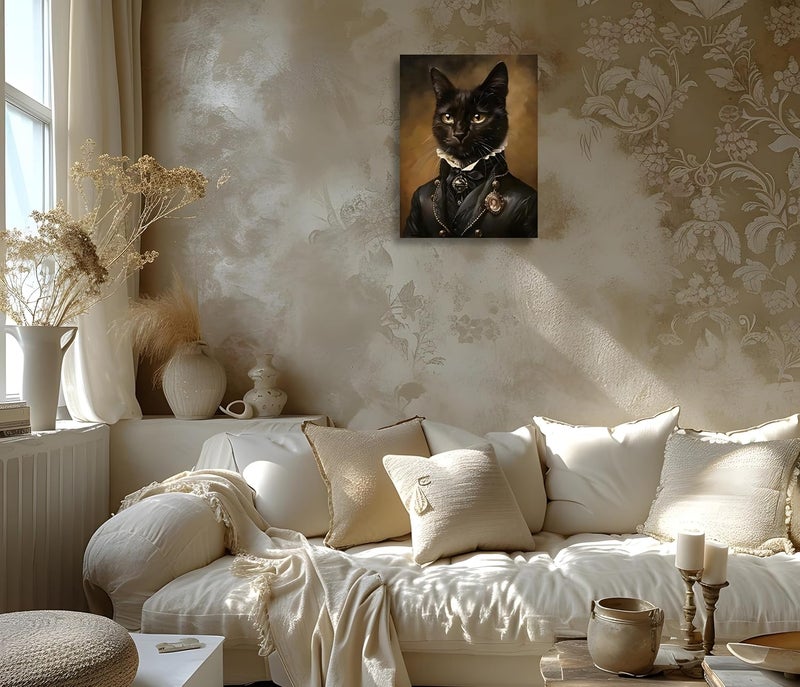 OWNANRTHM Gothic Black Cat Canvas Wall Art - Image 3