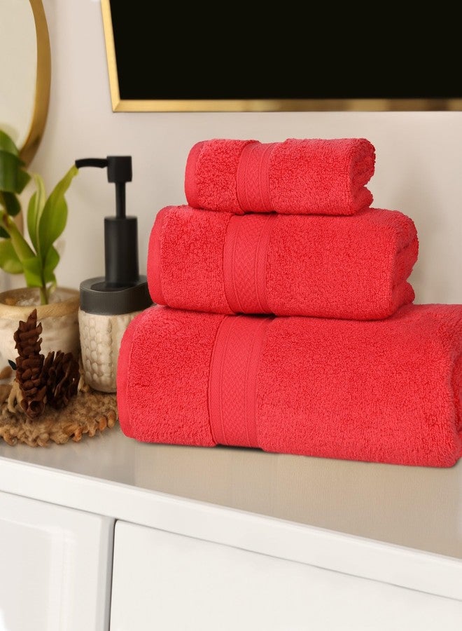 Superior Cotton 3-Piece Towel Set, Zero Twist, Quick Dry, Home Essentials, Shower, Spa, Luxury Plush Soft Absorbent Towels, Includes 1 Bath, 1 Hand, 1 Washcloth/Face Towel, Solid, Red - Image 1