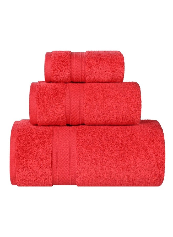 Superior Cotton 3-Piece Towel Set, Zero Twist, Quick Dry, Home Essentials, Shower, Spa, Luxury Plush Soft Absorbent Towels, Includes 1 Bath, 1 Hand, 1 Washcloth/Face Towel, Solid, Red - Image 2