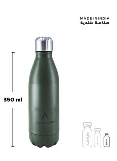 Atlasware Water Bottle with a Capacity of 350 ml, Stainless Steel Water Bottle that keeps Cold for 34 Hours and Keeps Heat for 12 Hours, Army Green  - Image 3