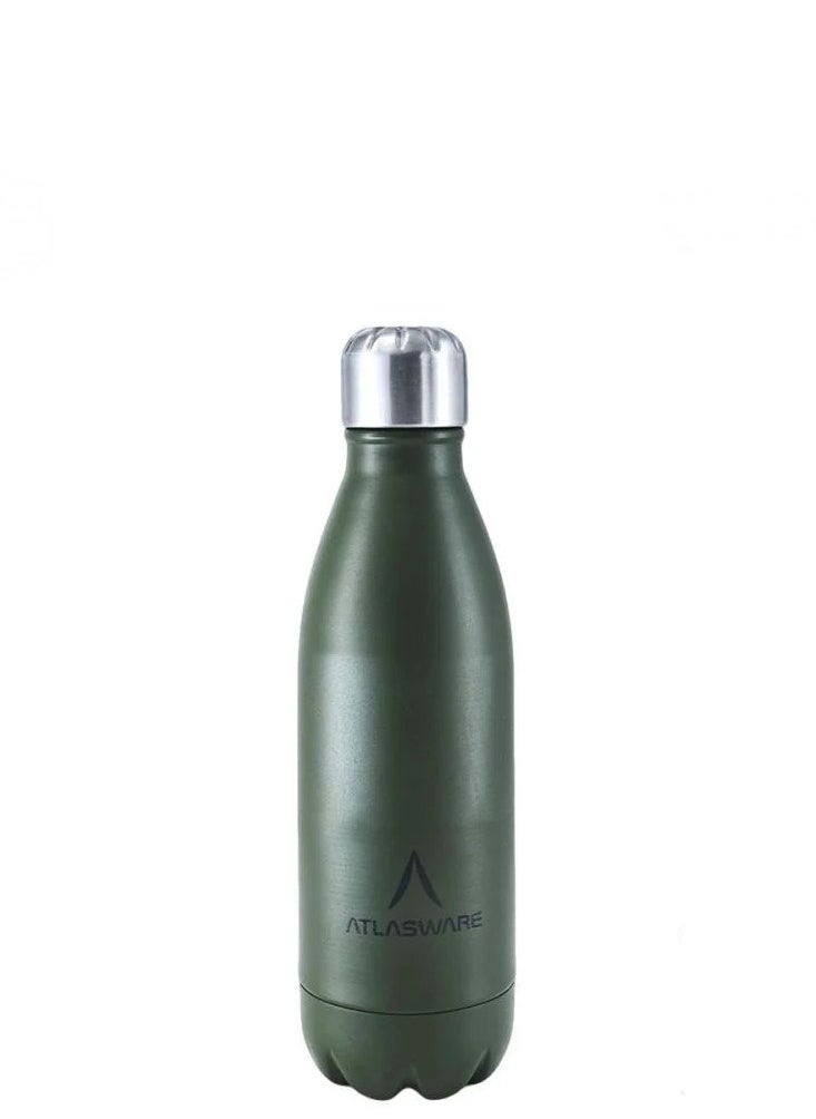 Water Bottle with a Capacity of 350 ml, Stainless Steel Water Bottle that keeps Cold for 34 Hours and Keeps Heat for 12 Hours, Army Green 