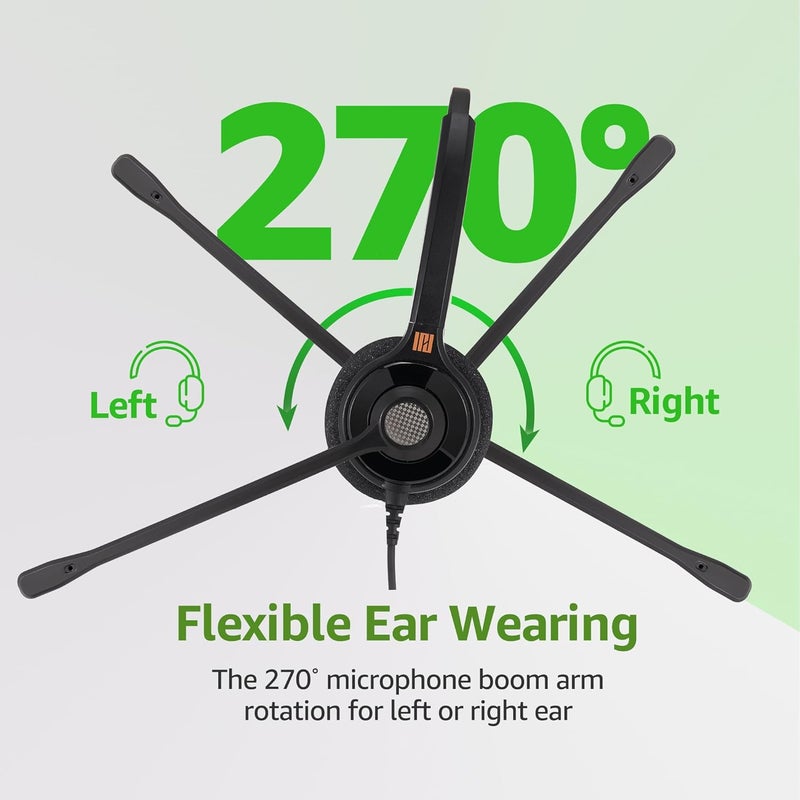IPD Phone Headset for Office and Call Center Wired QD to RJ9, IPH-215 binaural-Compatible with Polycom VVX,Avaya,Nortel,NEC,Fanvil,Mitel landline Phones - Image 2