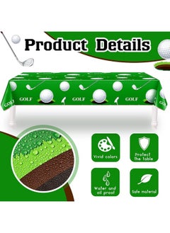 Patelai Golf Tablecloth Golf Party Decorations Golf Themed Party Supplies Rectangle Plastic Disposable Golf Table Cover Golf Decorations for Birthday Party Picnic Sport Events, 86 x 51 Inch (2 Piece)  - Image 2