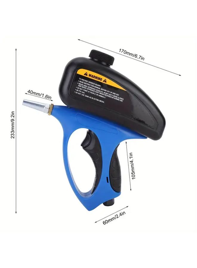 HOTU 1pc Blue Sand Blaster Abrasive Small Nozzle Pneumatic Sandblasting Gun With A Pair Of Gloves Metal Glass Manual Rust Remover For Home Improvement Auto Repair - Image 2