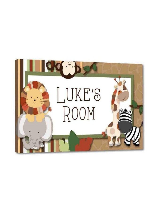 Nutcase Personalized Kids Baby Room Door Sign;Name Plate;Wall Plaque Screws Included 12"X8"Little Boy Jungle  - Image 1