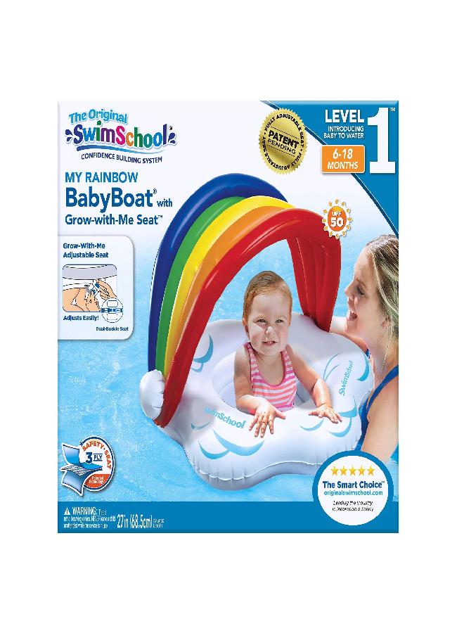 SwimSchool Rainbow Baby’s First Pool Float - 6-18 Months - Novelty Baby Boat with Adjustable Seat - Rainbow - Image 5