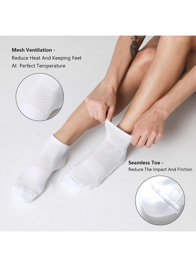 CS CELERSPORT CelerSport 6 Pack Women's Ankle Socks with Cushion, Sport Athletic Running Socks, 6 Pair White, Small - Image 4