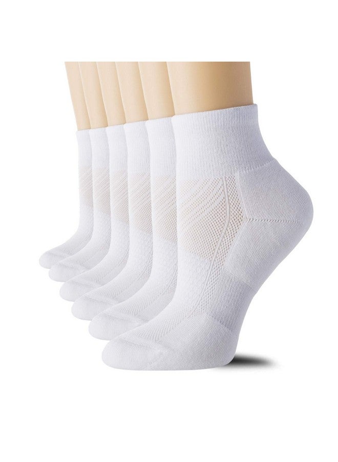 CS CELERSPORT CelerSport 6 Pack Women's Ankle Socks with Cushion, Sport Athletic Running Socks, 6 Pair White, Small - Image 1