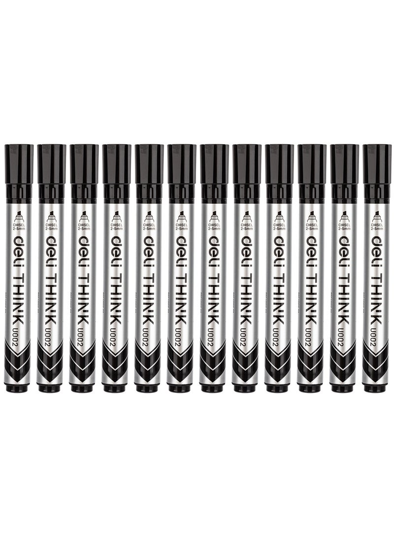 Deli EU00220 BLACK Whiteboard Marker 12pcs/box- ideal for writing on whiteboards in offices, classrooms, and meeting rooms  - Image 2