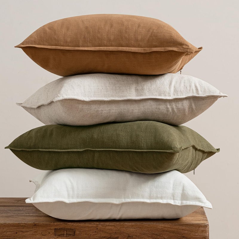 MIULEE Brown Linen Pillow Covers Pack of 4 Decorative Natural Solid Throw Pillow Covers Soft Accent Boho Farmhouse Couch Pillowcases Modern Spring Home Decors for Living Room Bed Sofa 18x18 Inch - Image 3