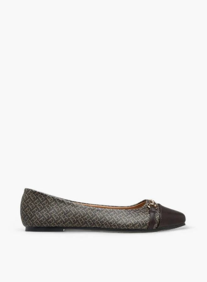 Monogram Print Slip-On Ballerina Shoes