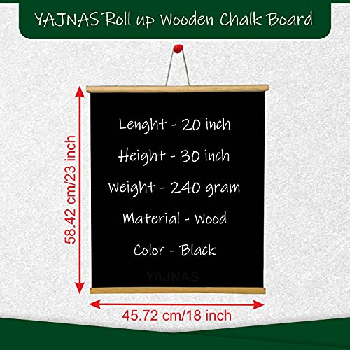 YAJNAS 1.5x2 Feet Roll up Wooden Blackboard/Chalk Board for Child, Black Board for Teaching with Wall Hanging for Kids (18 Inches x 23 Inches) and 1 Premium Wooden Duster - Image 3