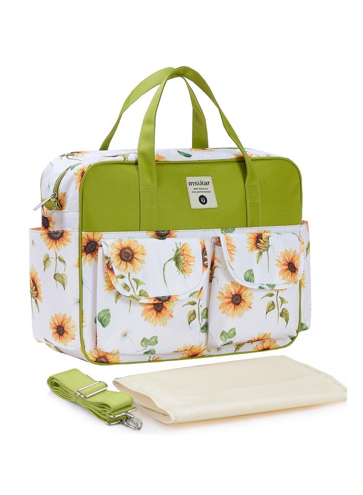 insular Multifunctional Flower Print Travel Nappy Bag With High-Quality Material - Image 1