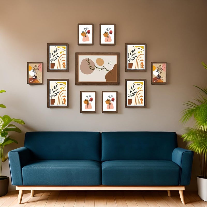 Dev Aastha إطار صور للجدار | إطارات خشبية لتزيين الجدران | إطارات صور سوداء صلبة | إطار صورة | إطار صور مستطيل للمنزل/المكتب | عبوة من 11 - Image 2