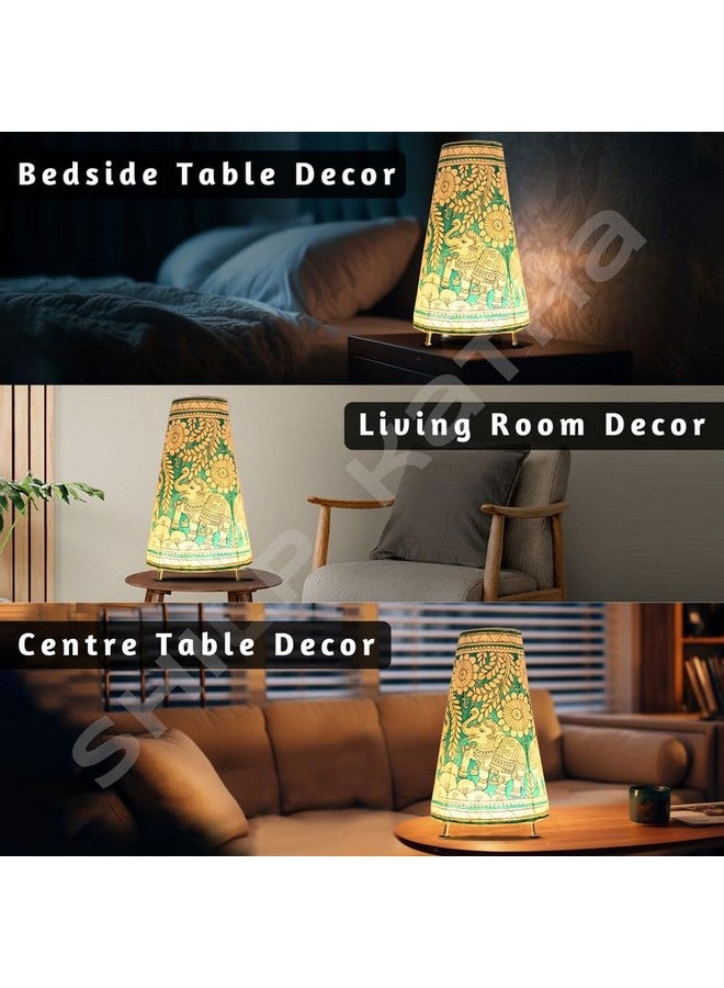 SHILP KATHA Handmade Leather Lamp - Decorative Bedside & Side Table Lamps for Bedroom & Living Room | Handcrafted Home Decor - Joy of Elephant - Image 2