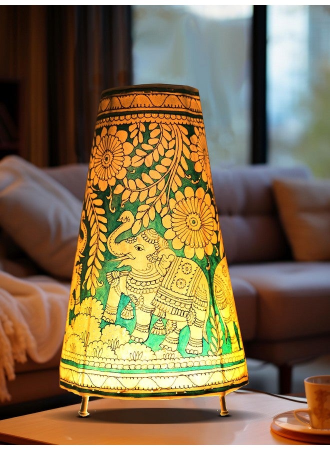 SHILP KATHA Handmade Leather Lamp - Decorative Bedside & Side Table Lamps for Bedroom & Living Room | Handcrafted Home Decor - Joy of Elephant - Image 1