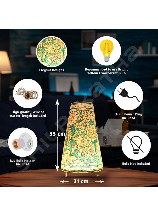 SHILP KATHA Handmade Leather Lamp - Decorative Bedside & Side Table Lamps for Bedroom & Living Room | Handcrafted Home Decor - Joy of Elephant - Image 4