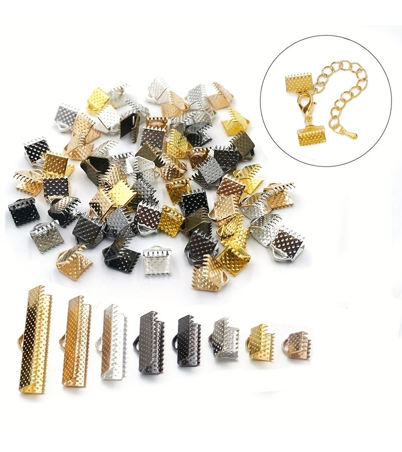 Silvery 100pcs 6mm Vest Clasps Jump Rings Cord Ends Beading Accessories DIY Jewelry Making - Image 1