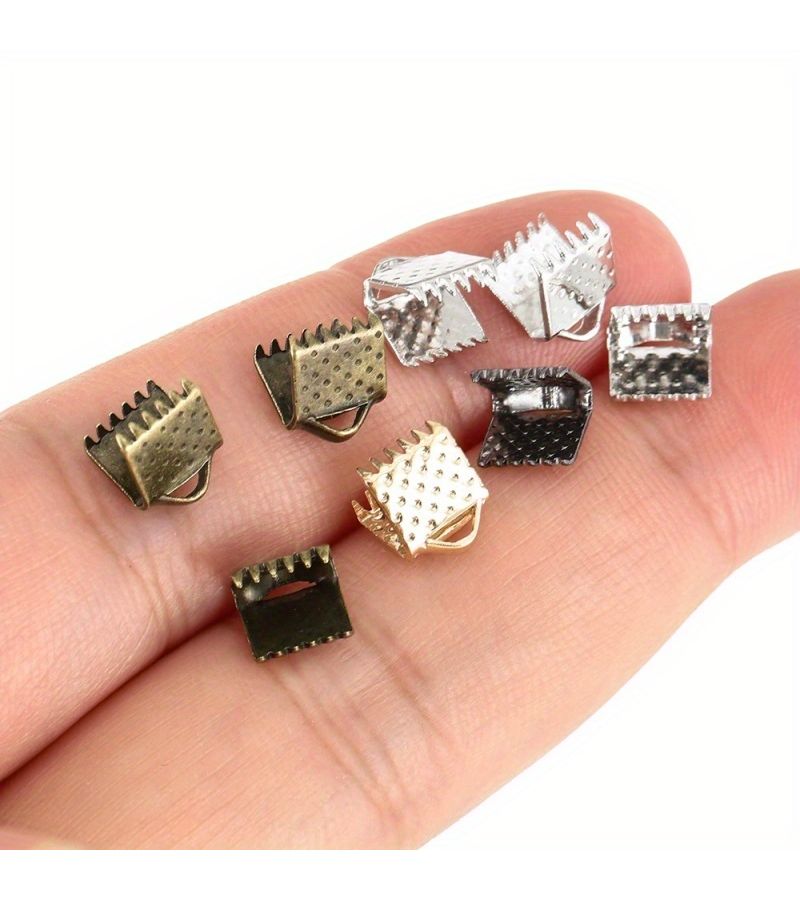 Silvery 100pcs 6mm Vest Clasps Jump Rings Cord Ends Beading Accessories DIY Jewelry Making - Image 2