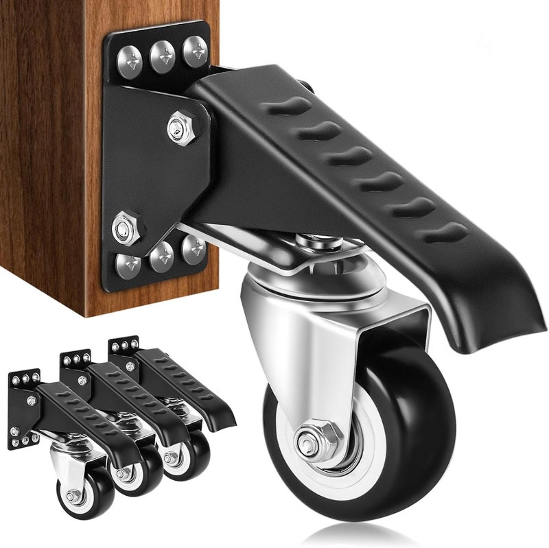 SPACECARE Retractable Workbench Casters Kit, Heavy Duty Workbenches Wheels with 800 lbs Capacity, Adjustable Workbench Casters for Workbenches, Tables, and Cabinets, Easy to Install 4 Pack - Image 1