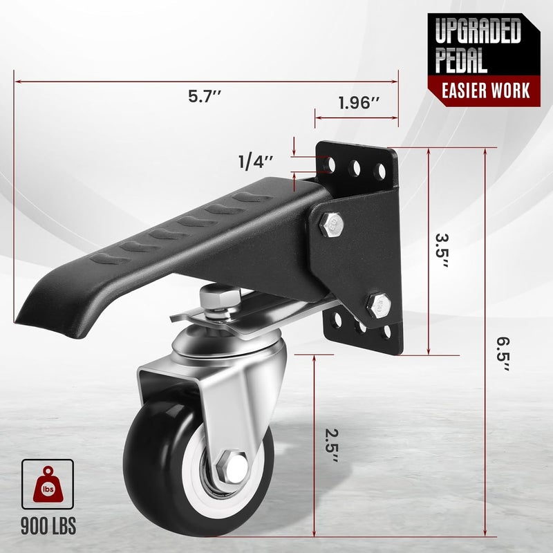 SPACECARE Retractable Workbench Casters Kit, Heavy Duty Workbenches Wheels with 800 lbs Capacity, Adjustable Workbench Casters for Workbenches, Tables, and Cabinets, Easy to Install 4 Pack - Image 2