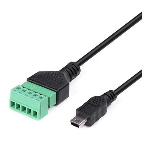 Kework 12 Inch Mini USB Male to 5 Pin Screw Terminal Female Adapter Connector Converter Extension Shield Cable Cord (Mini USB Male) - Image 2