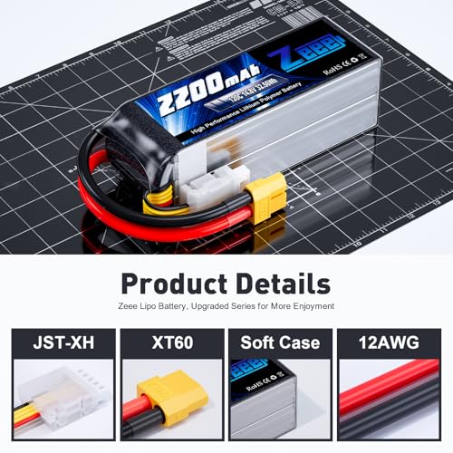 Zeee 4S Lipo Battery 2200mAh 14.8V 120C with XT60 Plug RC Graphene Battery for RC Models RC Boat FPV Drone Quadcopter Helicopter Airplane RC Car(2 Pack) - Image 3