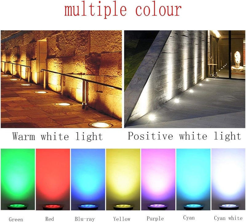 LED Underground Light Recessed Garden Lighting IP67 Waterproof AC85~265V Round Floor Light for Hotels, Bridges, Villa, Outdoor Spot Light (Red 15W) - Image 2