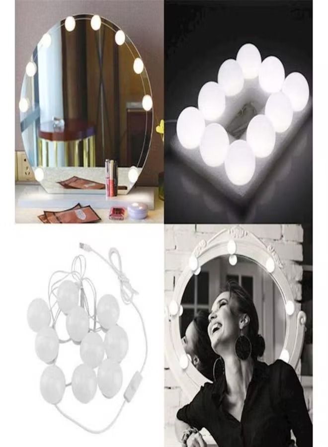 طقم 10 مصابيح مرآة زينة على طراز هوليوود أبيض 32 * 19 سنتيمتر - Image 2