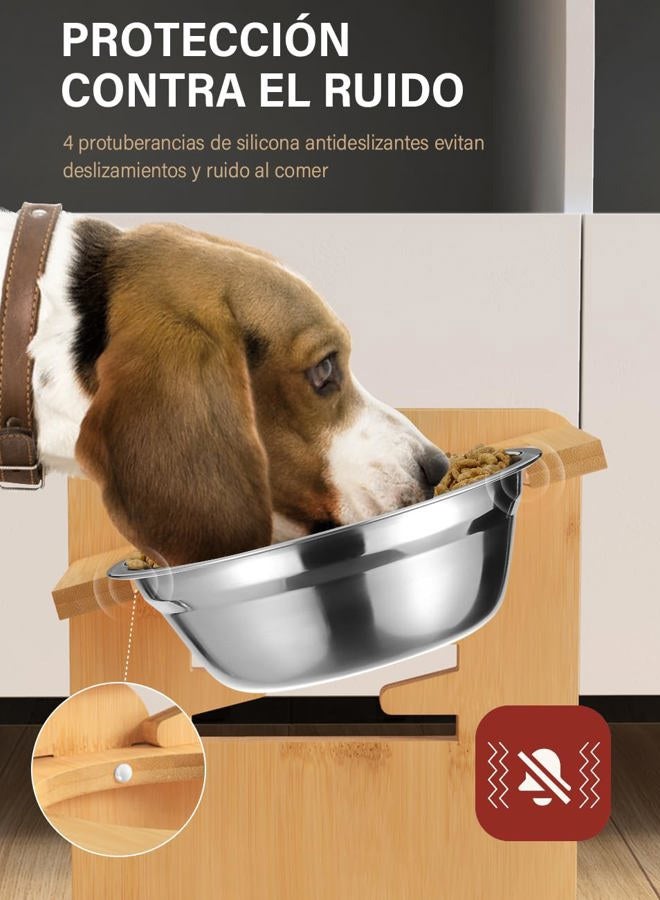 Vantic Elevated Dog Bowls - Adjustable Raised Dog Bowls for Large and X-Large Dogs, Durable Bamboo Dog Food Bowl Stand with 2 Stainless Steel Bowls and Non-Slip Feet - Image 5