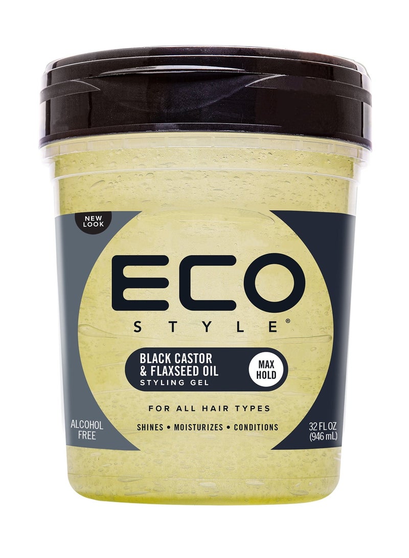 إيكو ستايل جل إيكو ستايلر بزيت بذور الكتان الأسود | ثبات قوي 946 مل | جل تصفيف خالٍ من الكحول للتحكم في التجعد، وترطيب الشعر ولمعانه | مناسب لجميع أنواع الشعر - Image 1