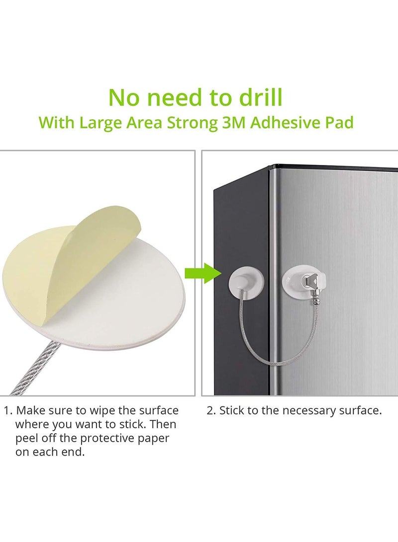 Y&D 2Pack Fridge Locks Refrigerator Lock Freezer with 4 Keys Baby Safety Door Window Strong 3M Adhesive No Drill Childproof Cabinet Drawer -White - Image 3