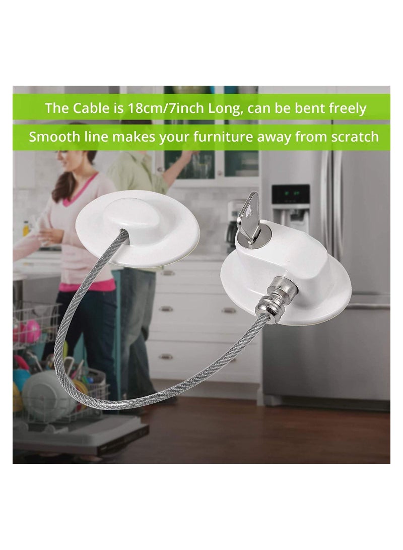 Y&D 2Pack Fridge Locks Refrigerator Lock Freezer with 4 Keys Baby Safety Door Window Strong 3M Adhesive No Drill Childproof Cabinet Drawer -White - Image 4