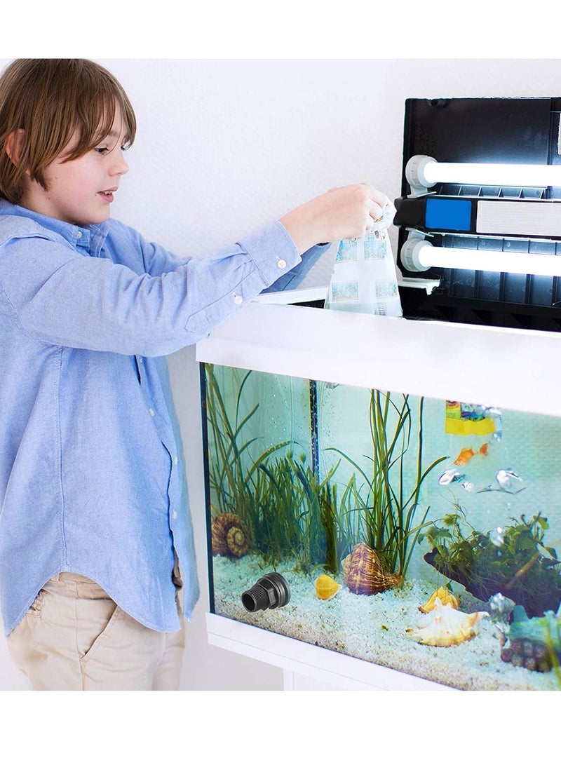 PVC Bulkhead Fitting Dual Thread Tank Connector, 4 Pieces Fish Rain Bucket Fittings, 3/4 Male 1/2 Female (Black) - Image 4