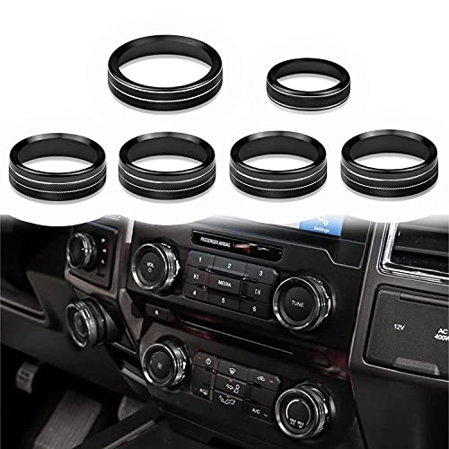 Bentolin Knob Cover for F150 AC Climate Control Switch/Trailer/4WD/VOL/Tune Button Interior Center Console Trim Accessories Compatible with Ford F150 XLT 2016 2017 2018 2019 (Black 6 Pcs) - Image 1