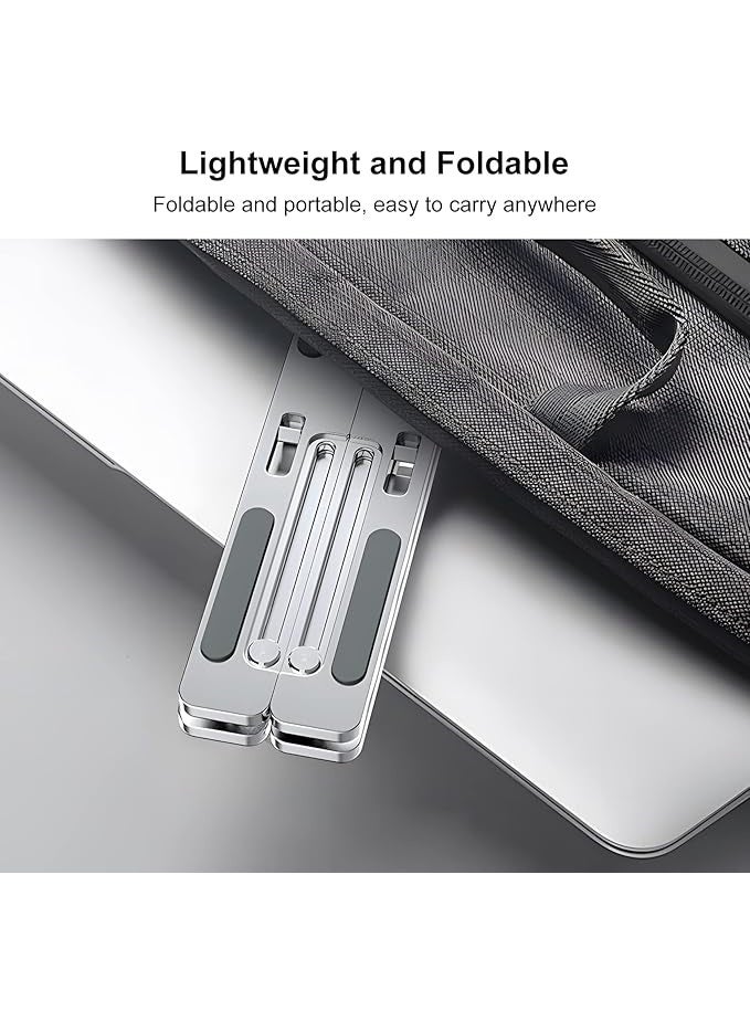 Desktop Laptop Stand, Foldable Portable Laptop Stand made of ABS + Silicone, Well-ventilated Cooling Notebook Stand for MacBook Pro Air, Lenovo, Dell, HP, Laptops and Tablets - Image 3
