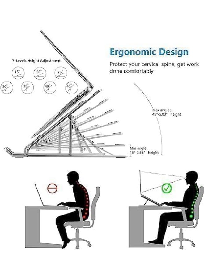 Desktop Laptop Stand, Foldable Portable Laptop Stand made of ABS + Silicone, Well-ventilated Cooling Notebook Stand for MacBook Pro Air, Lenovo, Dell, HP, Laptops and Tablets - Image 4